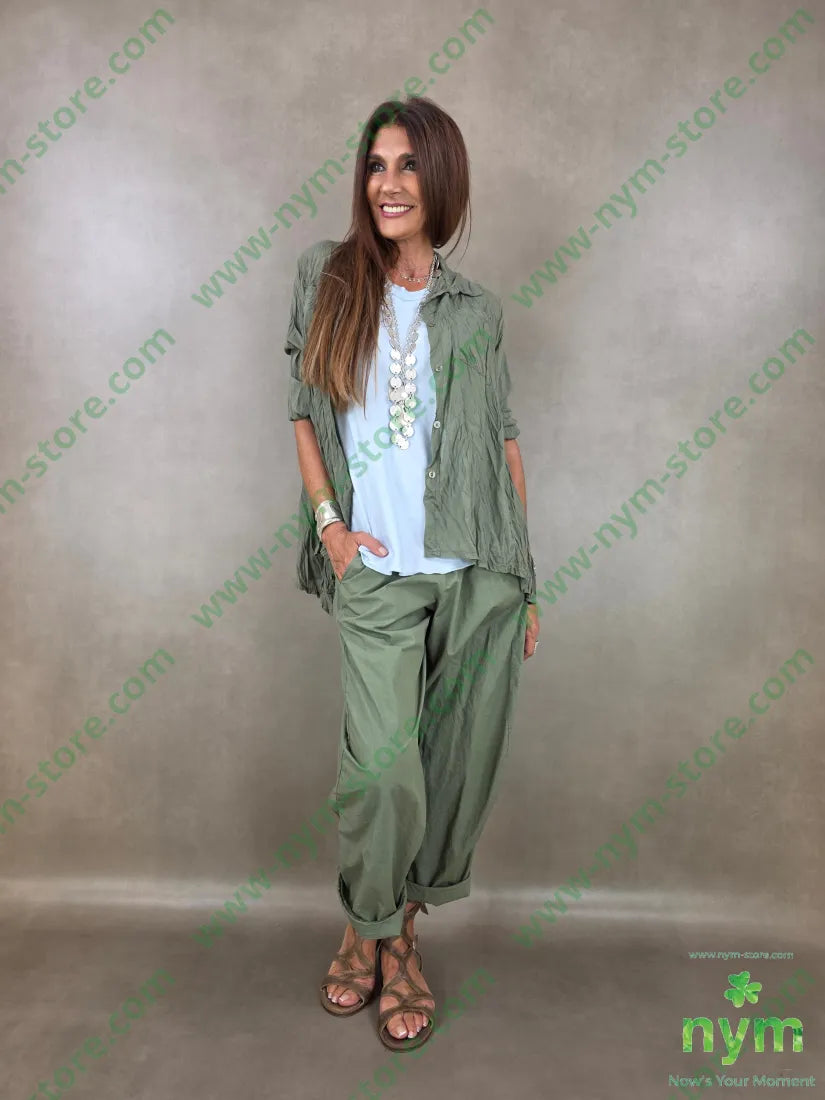 camicia stropicciata due tasche applicate 100tc - U / MILITARE / PE26 - CAMICIA