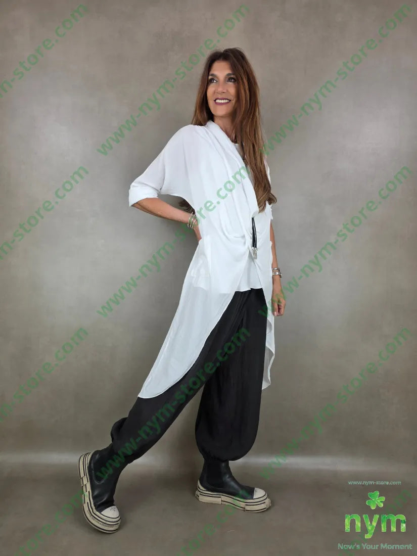 camicione aperta davanti incrociata 100tc - U / BIANCO / PE26 - CAMICIA