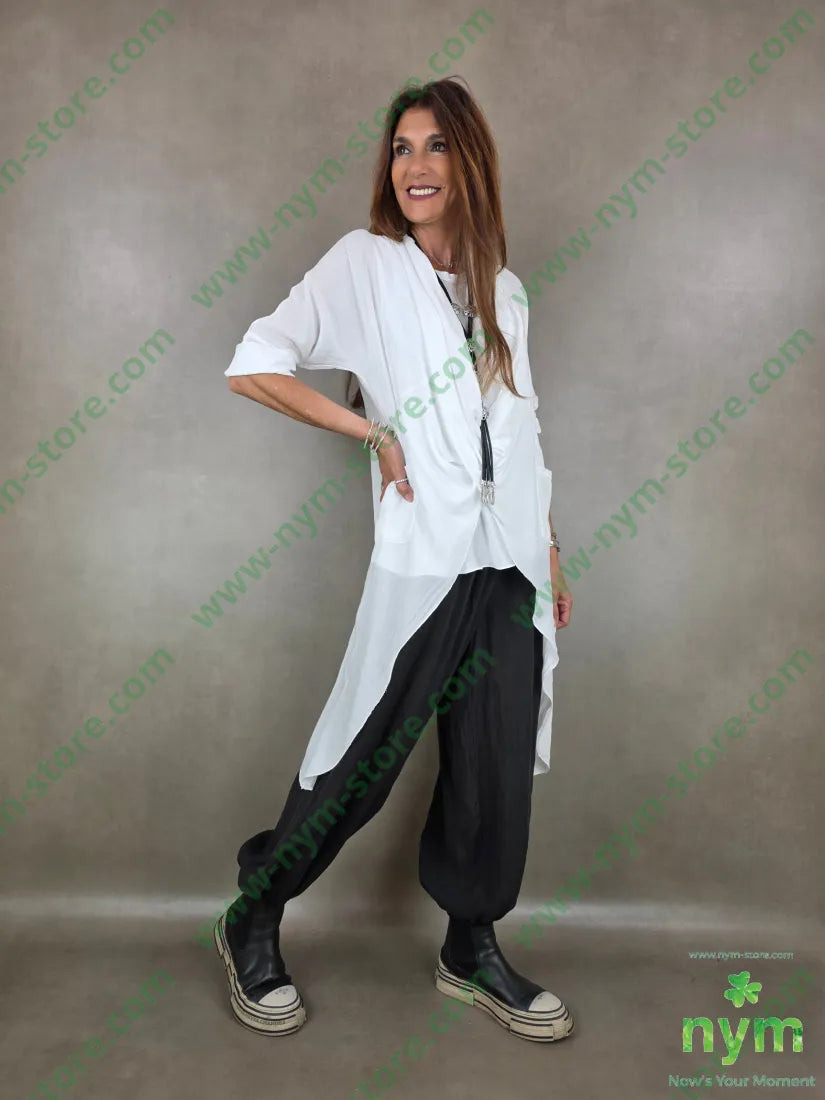 camicione aperta davanti incrociata 100tc - U / BIANCO / PE26 - CAMICIA