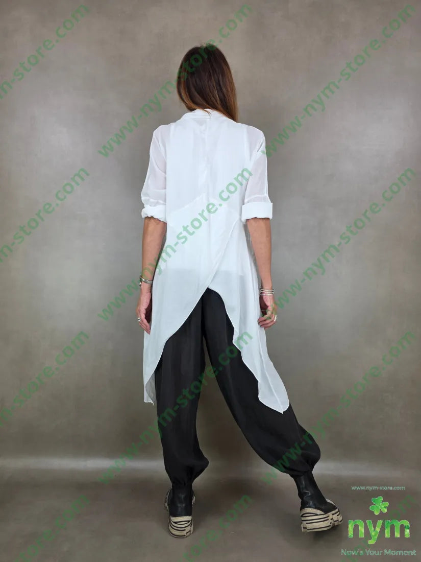 camicione aperta davanti incrociata 100tc - U / BIANCO / PE26 - CAMICIA