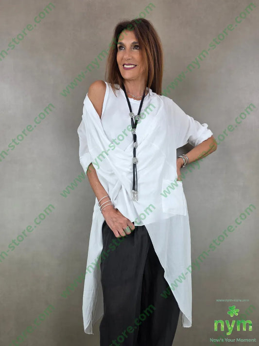 camicione aperta davanti incrociata 100tc - U / BIANCO / PE26 - CAMICIA