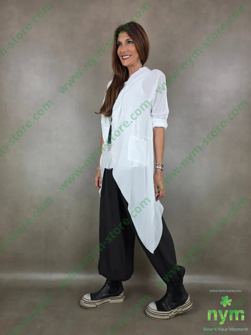 camicione aperta davanti incrociata 100tc - U / BIANCO / PE26 - CAMICIA