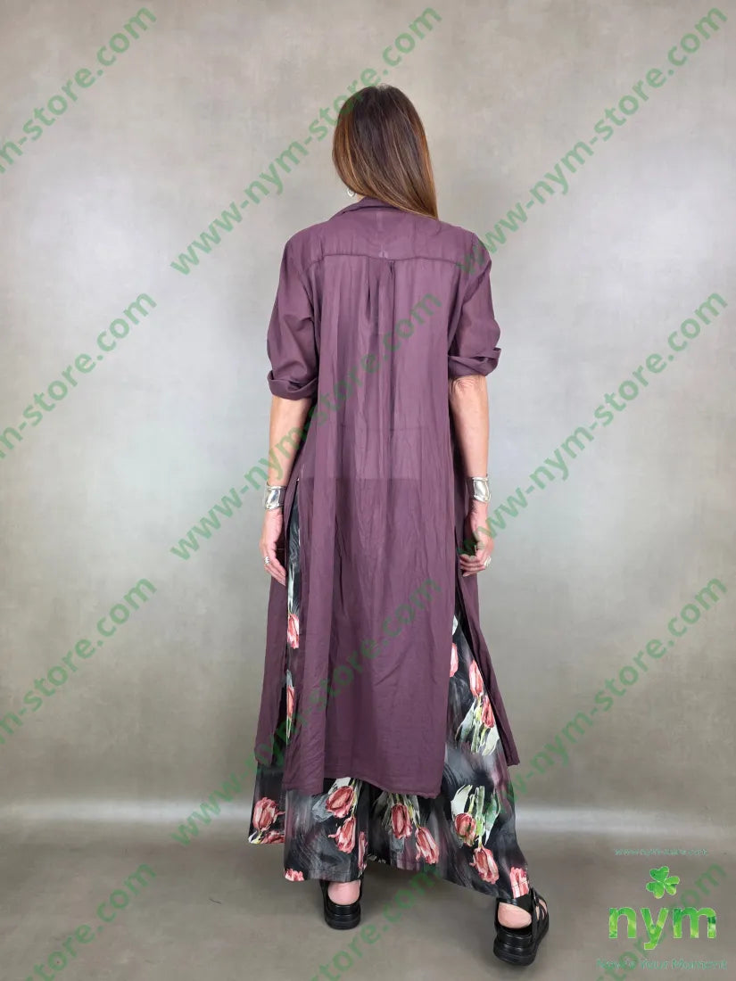 camicione mussola lungo due spacchi 100co - CAMICIA