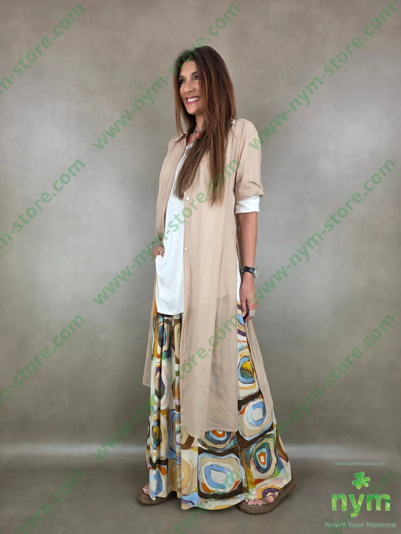 camicione mussola lungo due spacchi 100co - CAMICIA