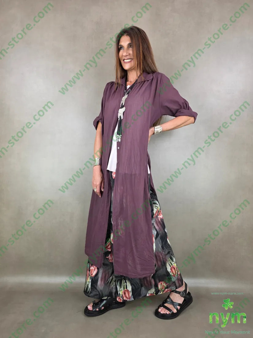 camicione mussola lungo due spacchi 100co - CAMICIA