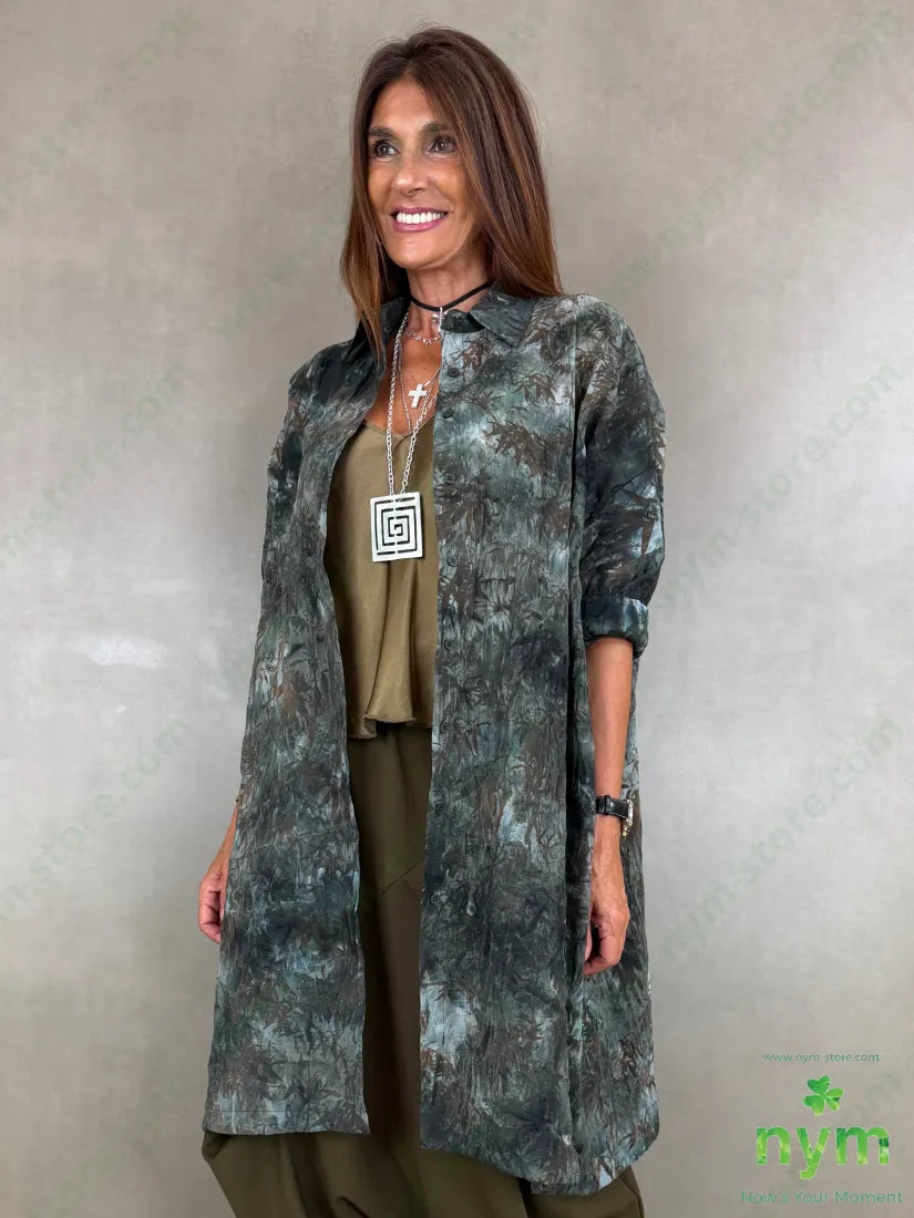 camicione stampa velour 100pl - U / MILITARE / AI26 - CAMICIA