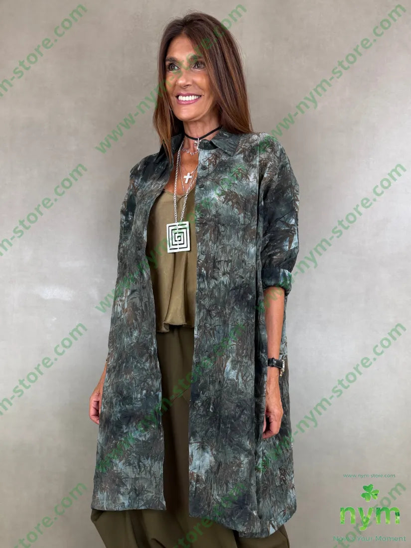 camicione stampa velour 100pl - U / MILITARE / AI26 - CAMICIA