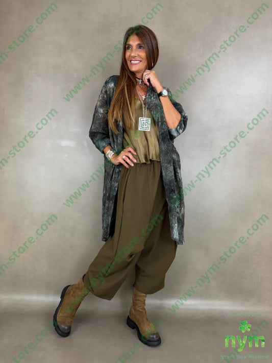 camicione stampa velour 100pl - U / MILITARE / AI26 - CAMICIA
