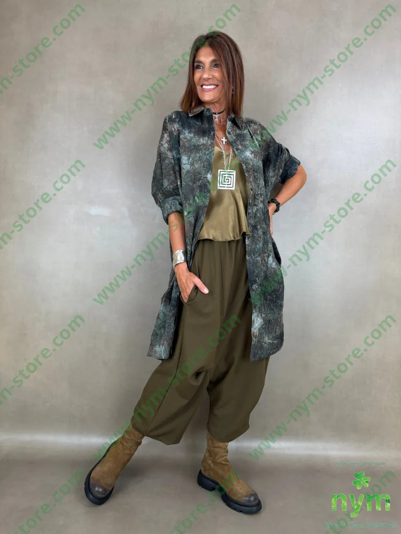 camicione stampa velour 100pl - U / MILITARE / AI26 - CAMICIA