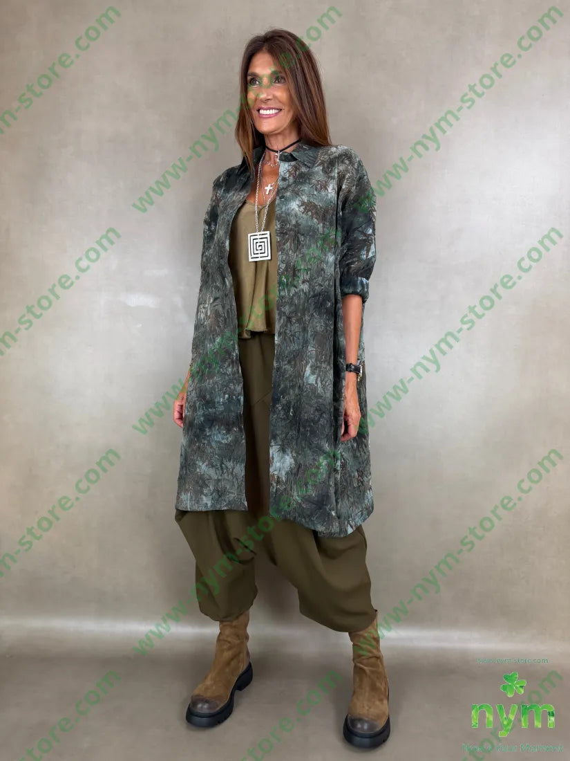 camicione stampa velour 100pl - U / MILITARE / AI26 - CAMICIA