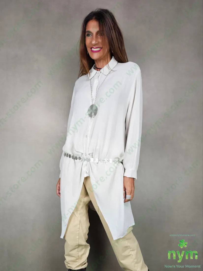 camicione tasche lato 100co U / PANNA / AI25 CAMICIA