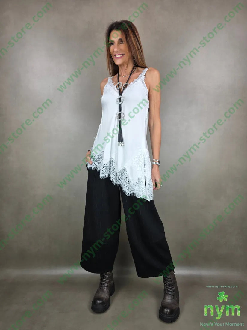 canotta asimmetrica pizzo fondo e spacco 100vi TOP