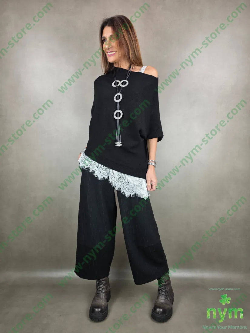 canotta asimmetrica pizzo fondo e spacco 100vi TOP