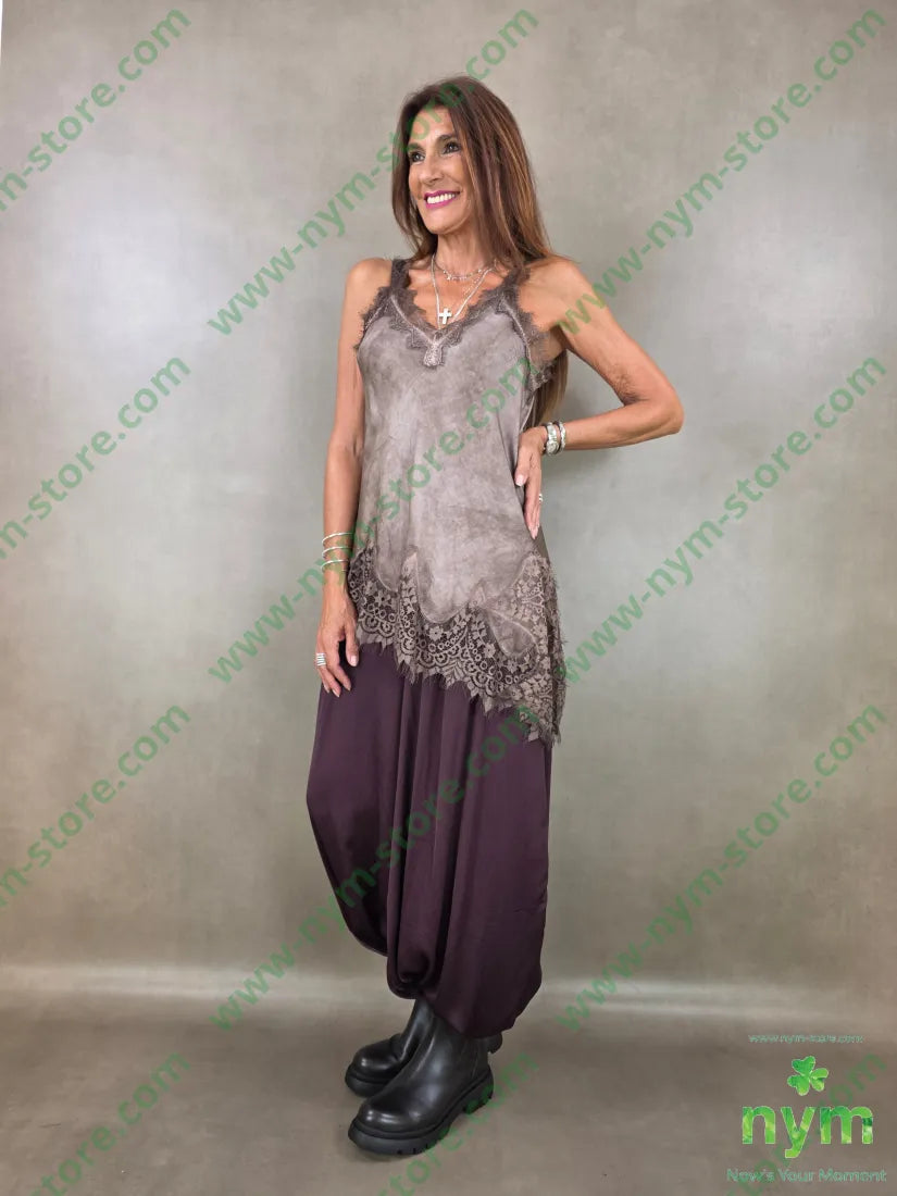 canotta asimmetrica pizzo fondo e spacco 100vi - TOP