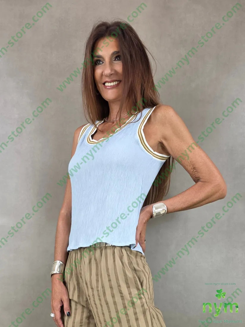canotta bordi colorati 72vi22pl6ly - U / AZZURRO / PE26 - TOP