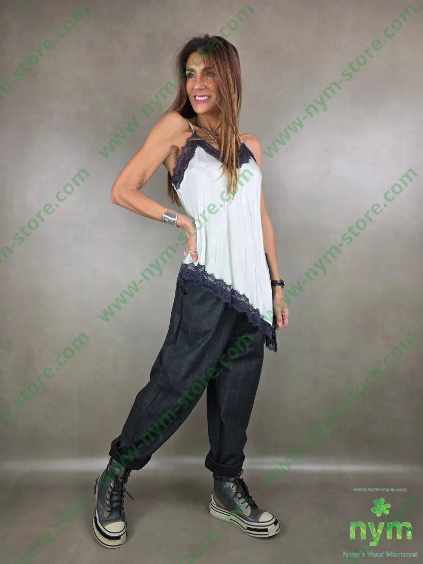 canotta bordi pizzo contrasto 100vi U / PANNA / AI25 TOP