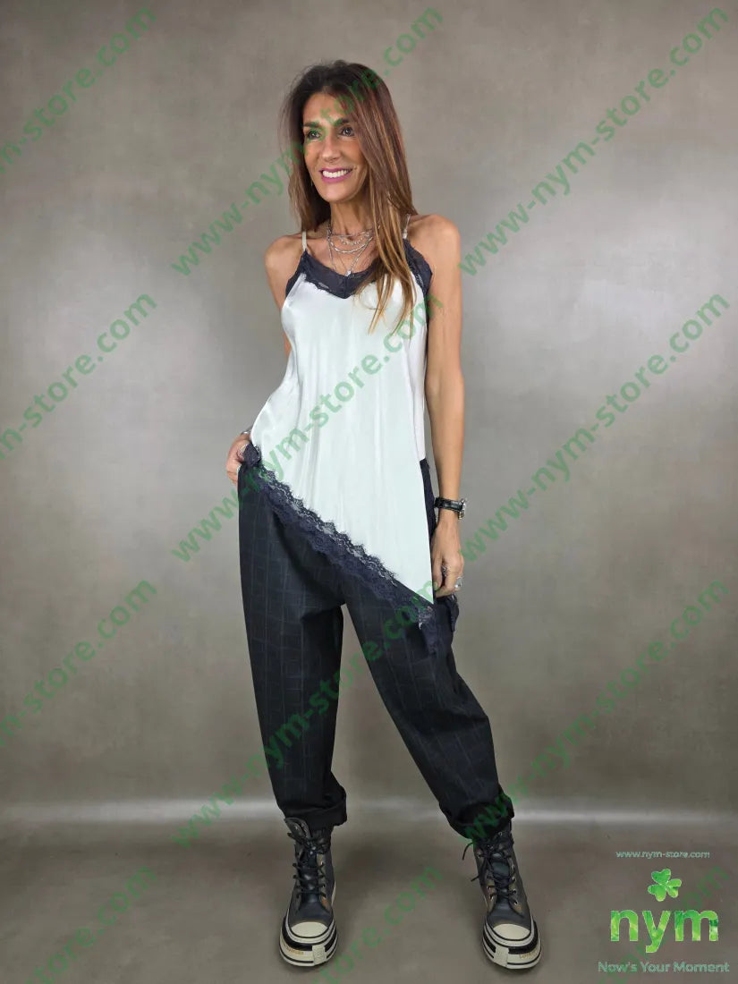 canotta bordi pizzo contrasto 100vi U / PANNA / AI25 TOP