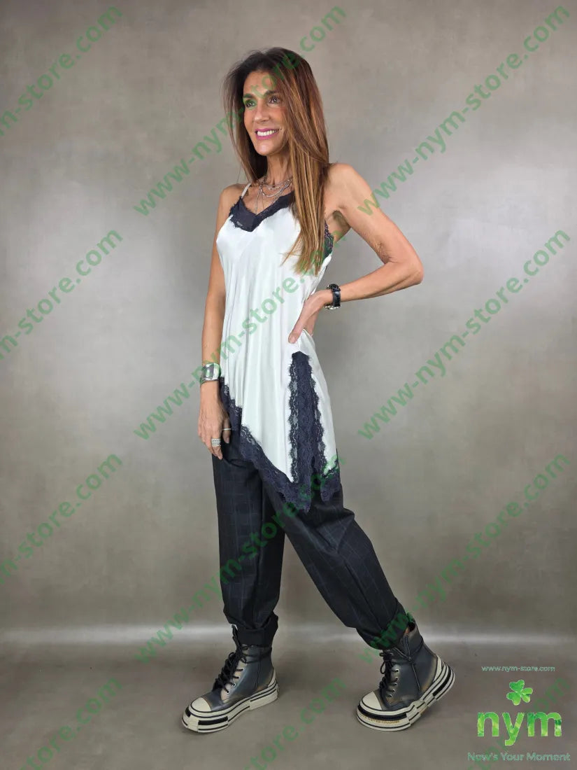 canotta bordi pizzo contrasto 100vi U / PANNA / AI25 TOP