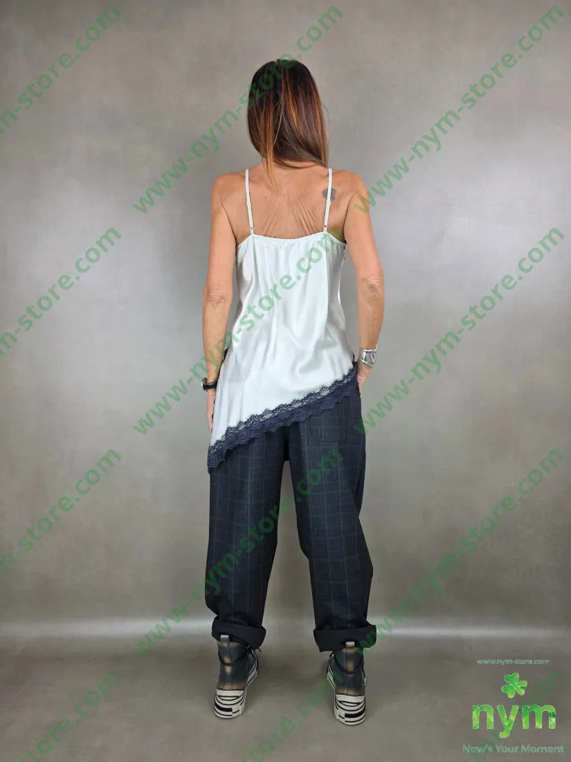 canotta bordi pizzo contrasto 100vi U / PANNA / AI25 TOP