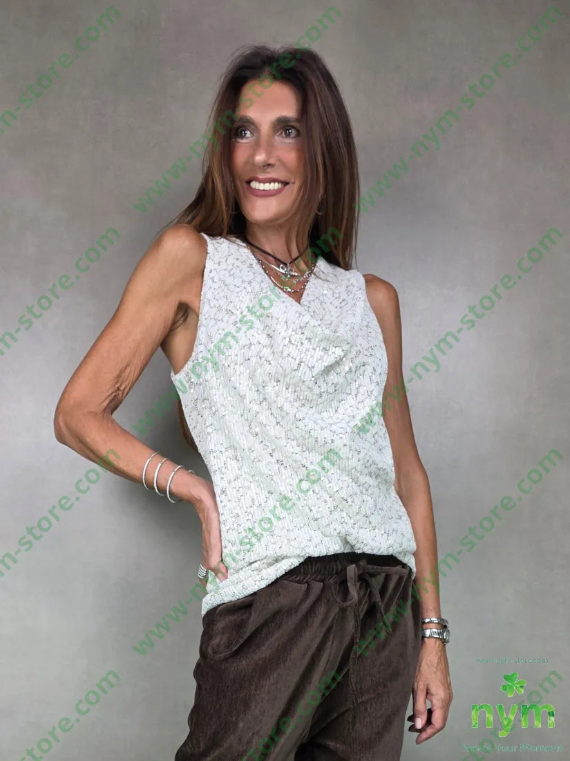 canotta fodera micro paillettes 100pl U / PANNA / AI25 TOP