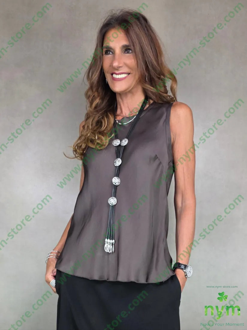 canotta girocollo viscosa 100vi U / MARRONE / AI25 TOP