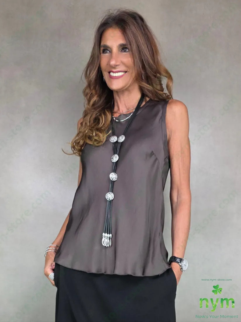canotta girocollo viscosa 100vi U / MARRONE / AI25 TOP