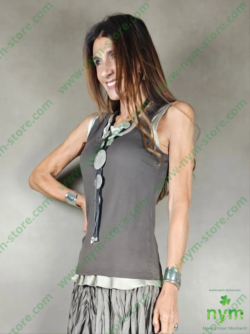 canotta jam lyocell 100ly U / MARRONE / PE25 TOP