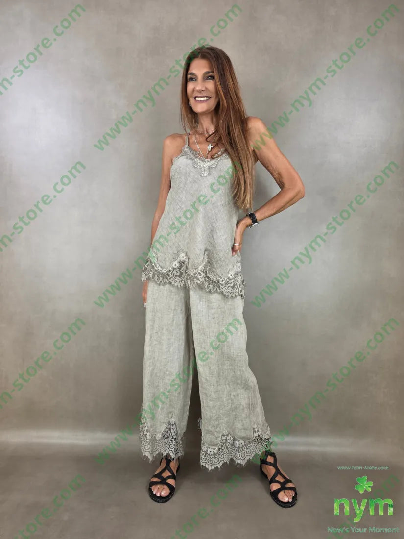 canotta lino con pizzo 100li - TOP