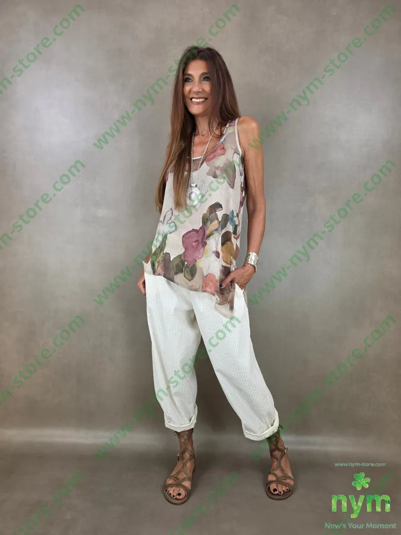 canotta misto seta fiori 70vi30se - U / CAMMELLO / PE26 - TOP