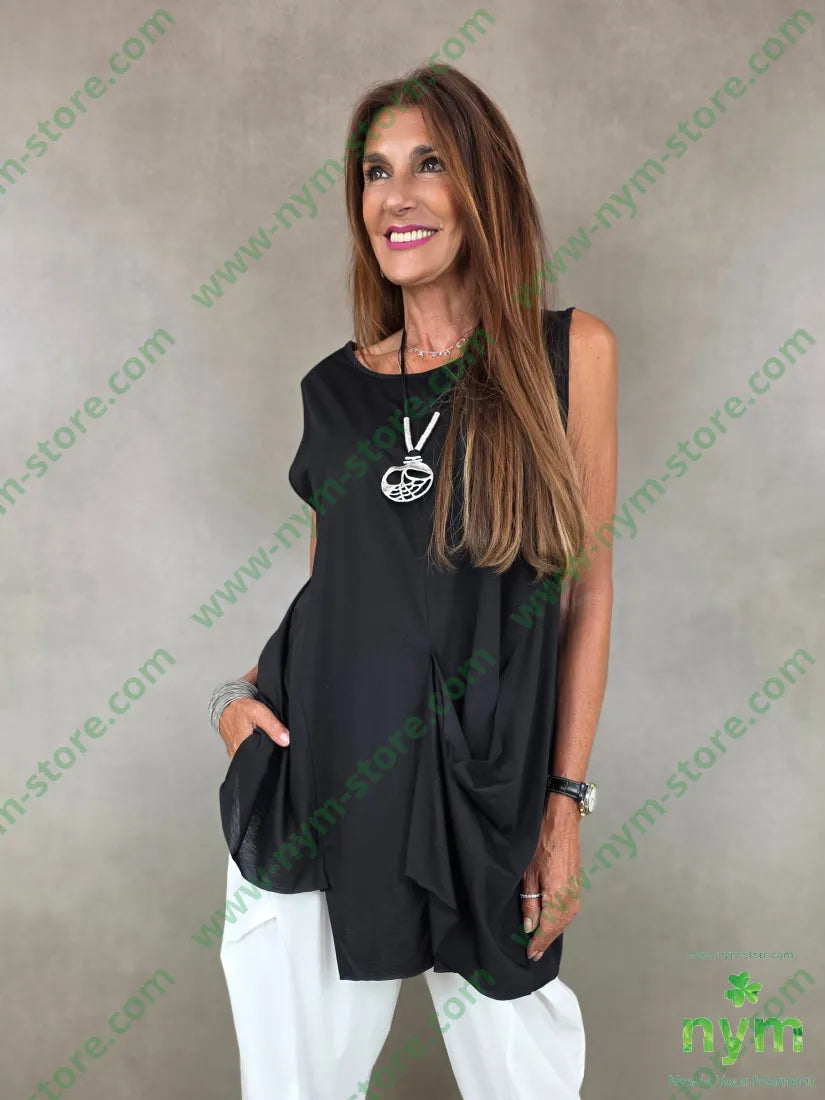 canotta modal piega tagliata 50co50md - U / NERO / PE26 - TOP