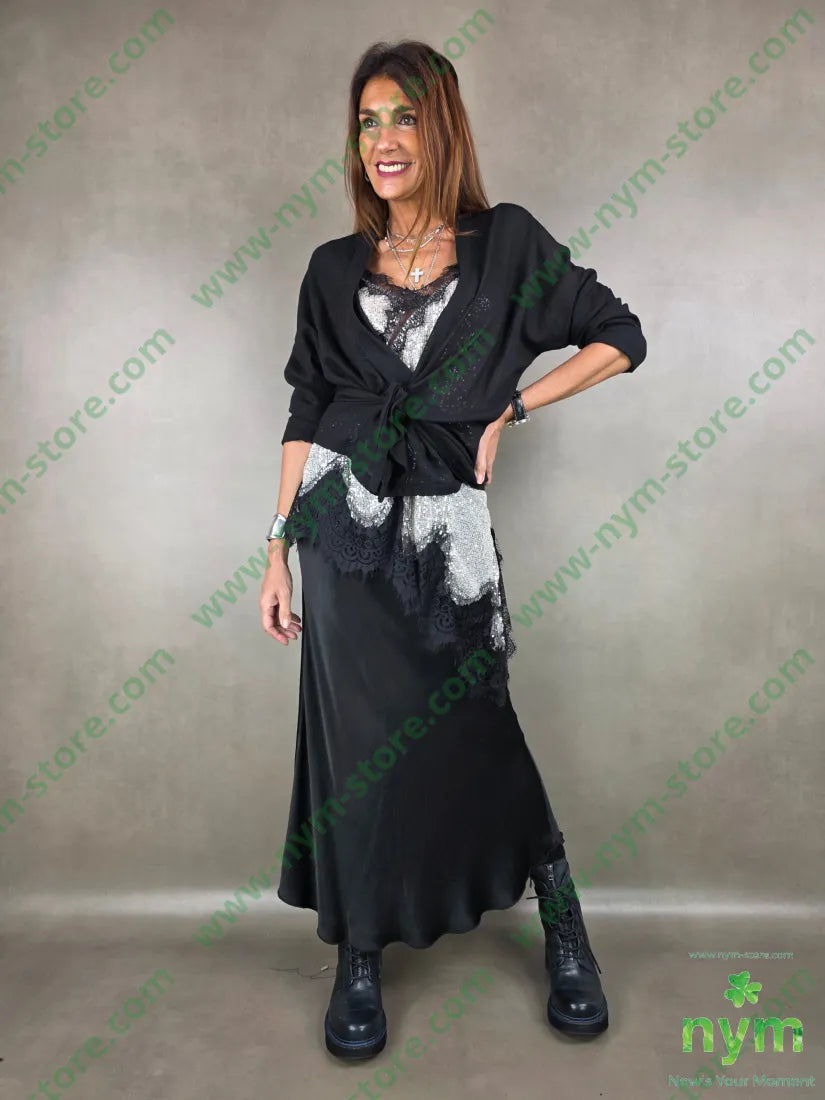 canotta paillettes asimmetrica 100pl U / PANNA / AI25 TOP