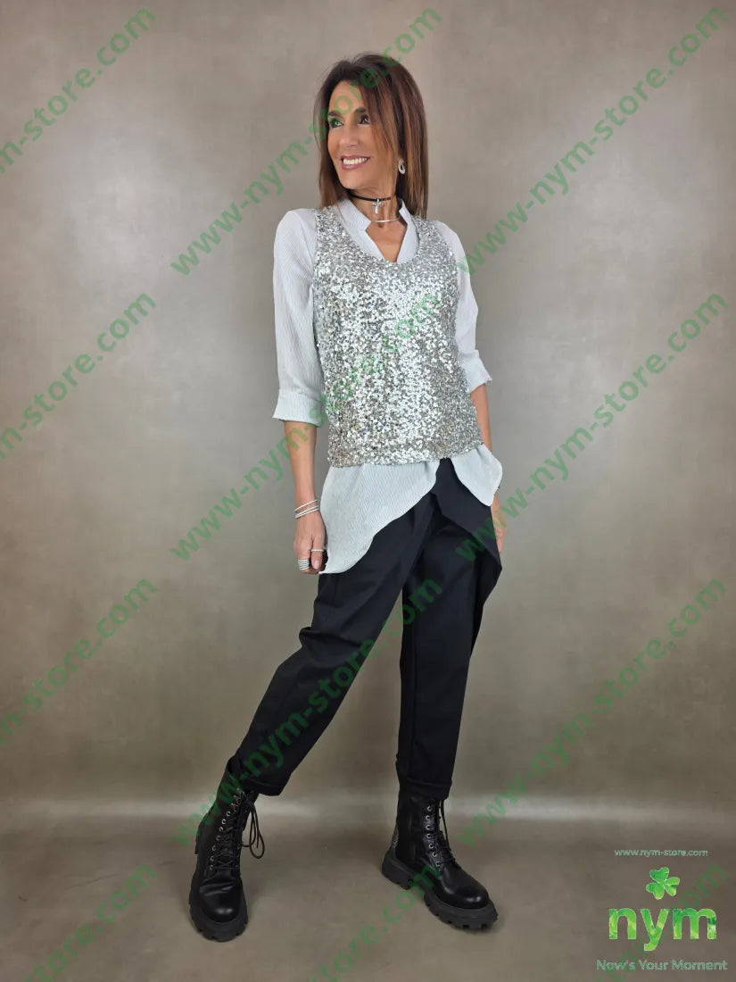 canotta paillettes foderata 100pl TOP