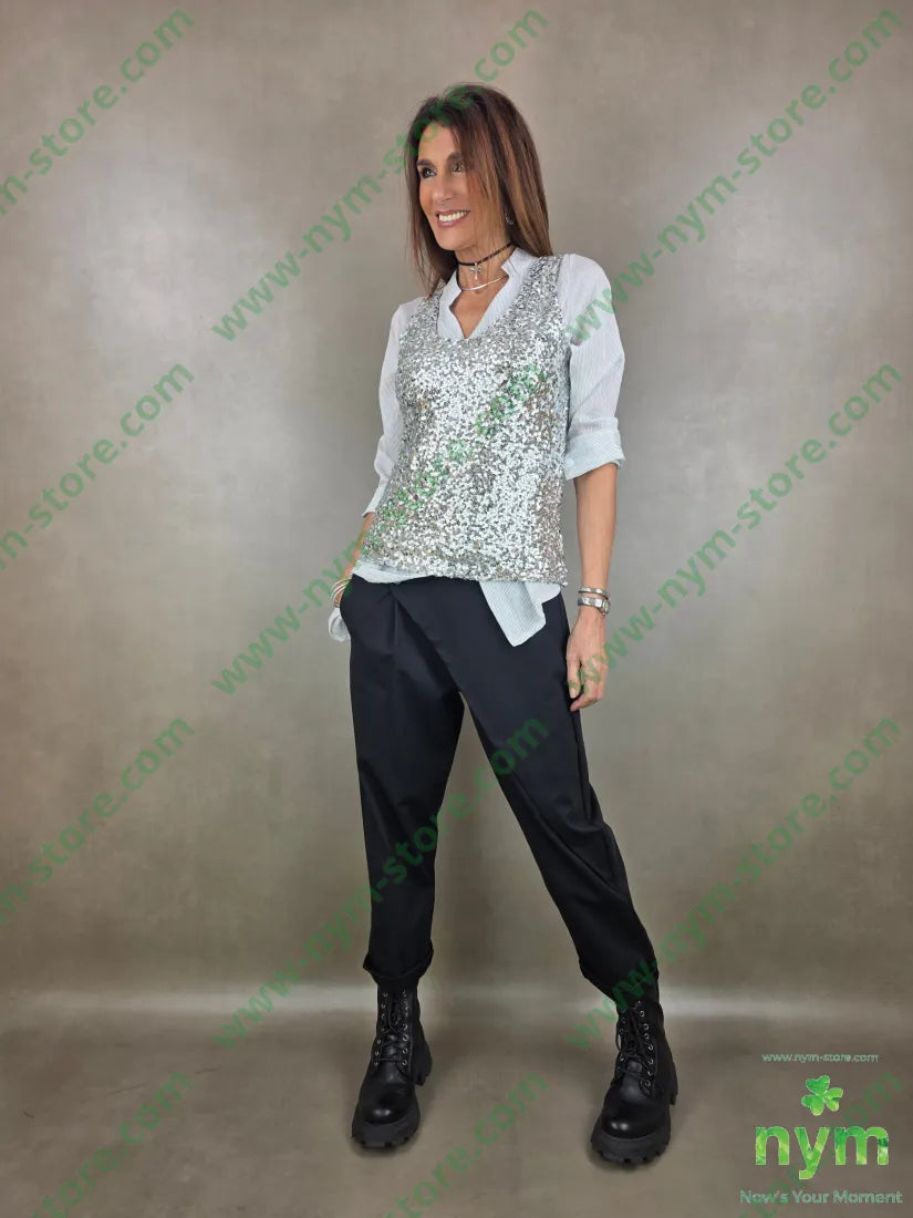 canotta paillettes foderata 100pl TOP