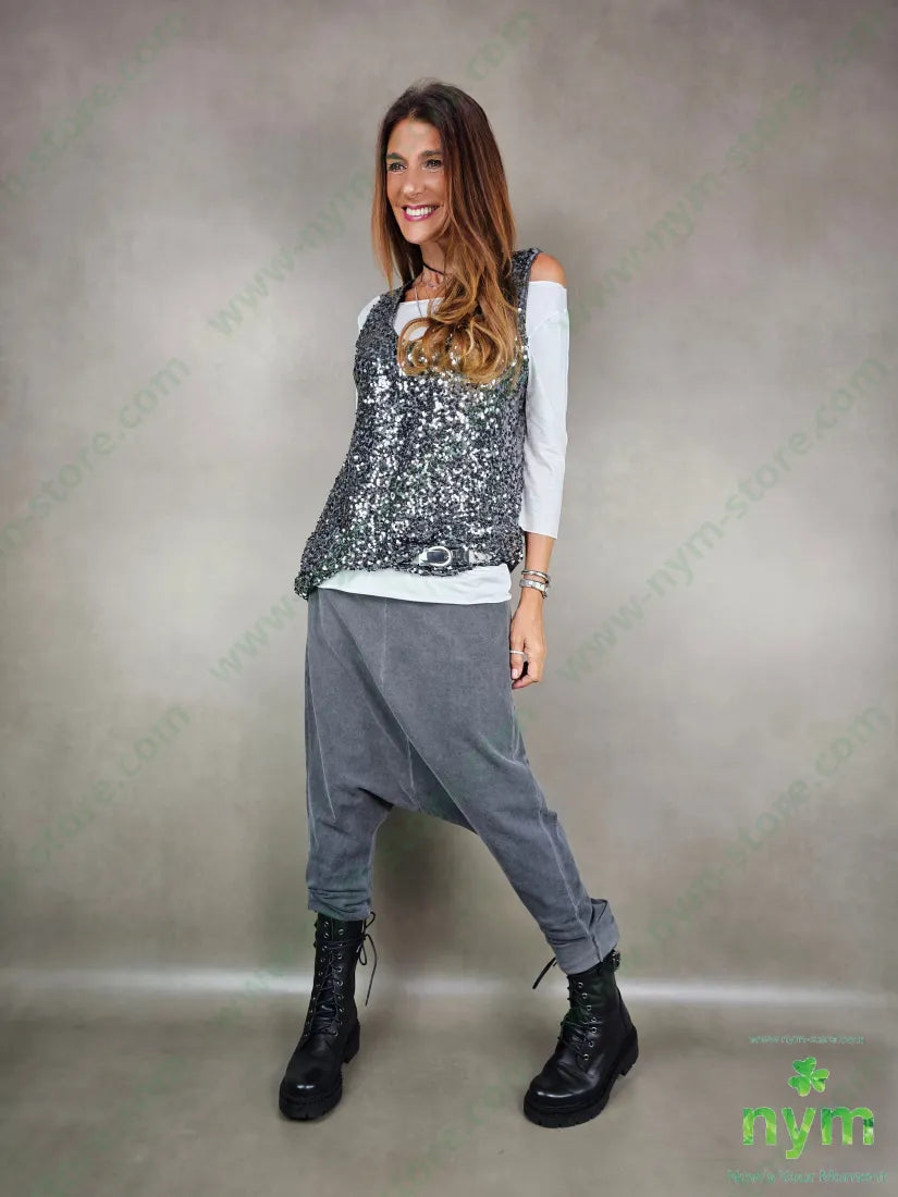 canotta paillettes over 100pl TOP