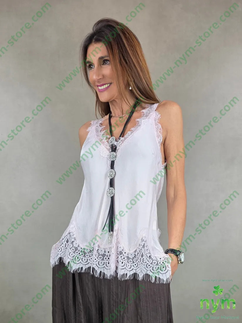 canotta pizzo fondo 100vi U / ROSA / AI25 TOP