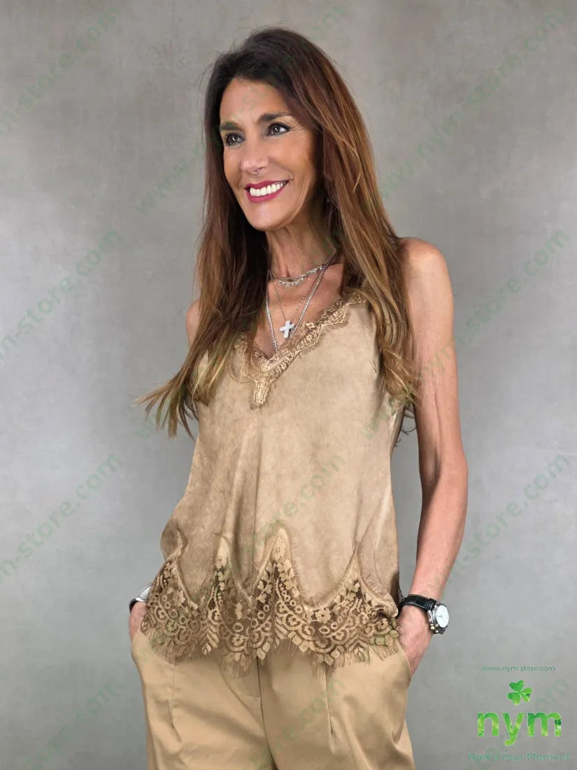 canotta pizzo fondo 100vi U / TABACCO / AI25 TOP