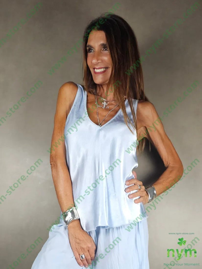 canotta viscosa spalla larga 100vi U / AZZURRO / PE25 TOP