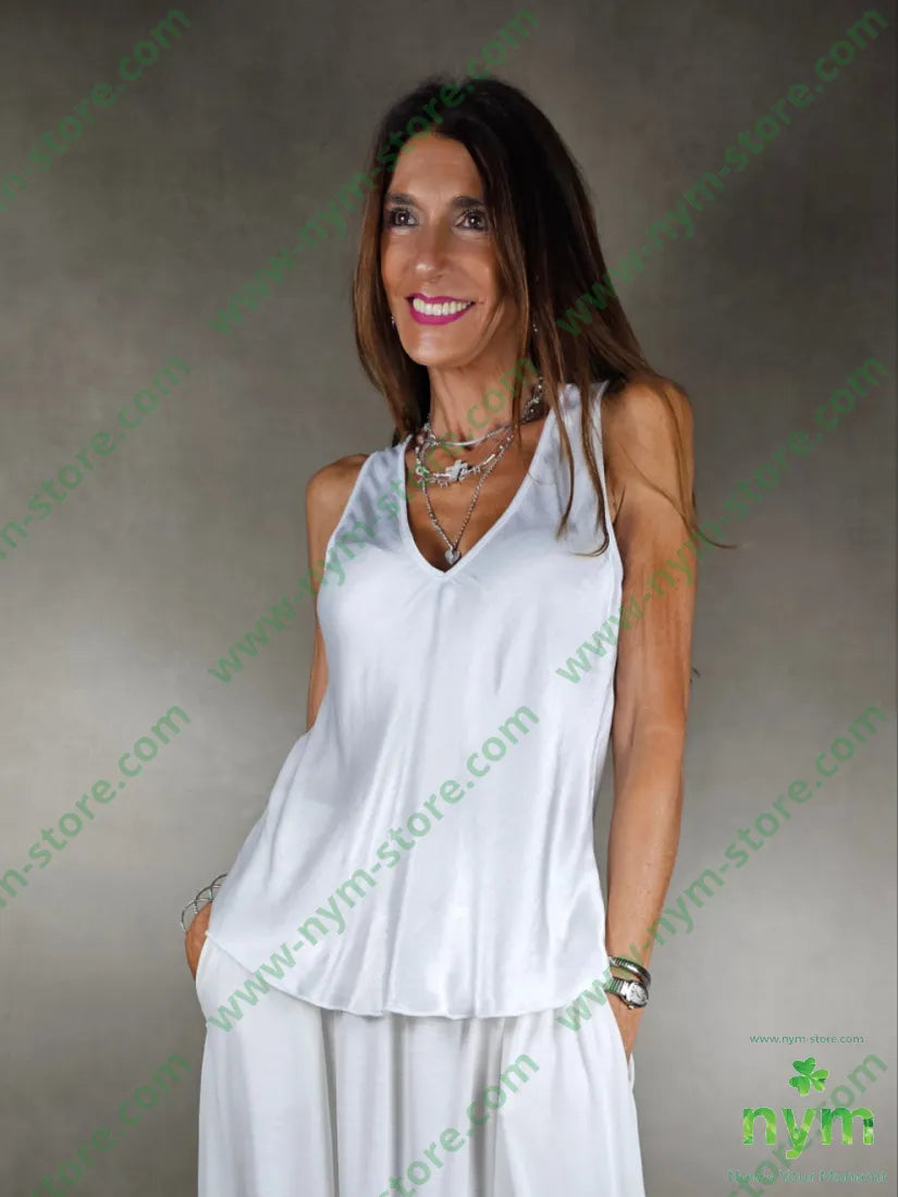 canotta viscosa spalla larga 100vi U / BIANCO / PE25 TOP