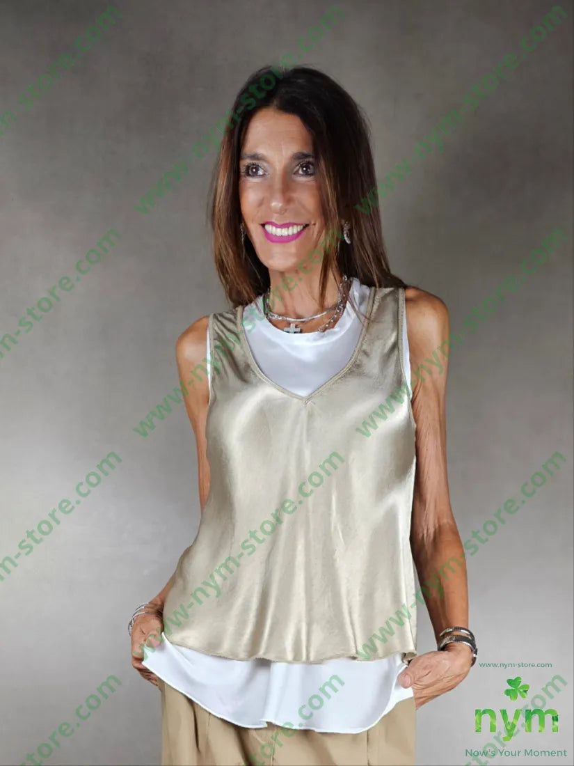 canotta viscosa spalla larga 100vi U / CAMMELLO / PE25 TOP