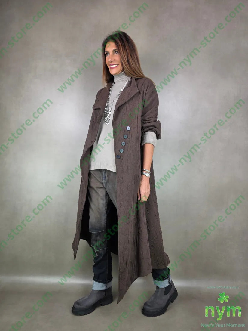 cappotto asimmetrico tessuti a maglia 63pl43co1ea U / MARRONE / AI25 CAPOSPALLA