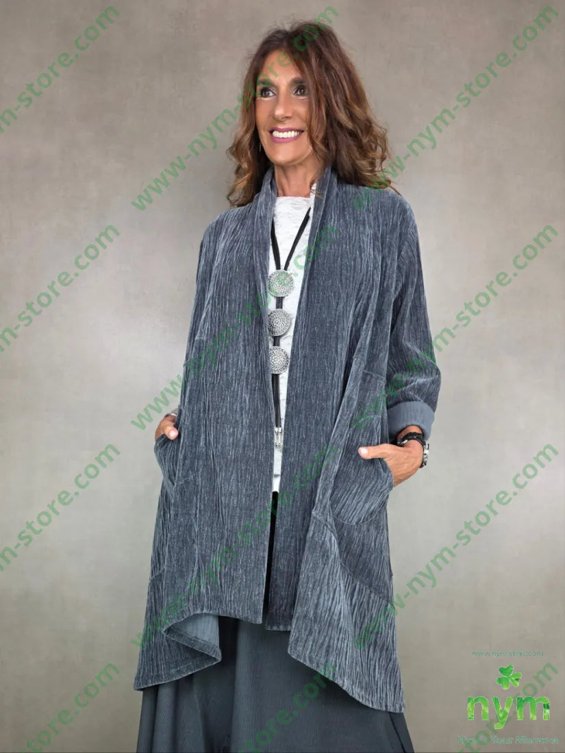 cappotto ciniglia goffrato 98pl2ea U / GRIGIO / AI25 CAPOSPALLA