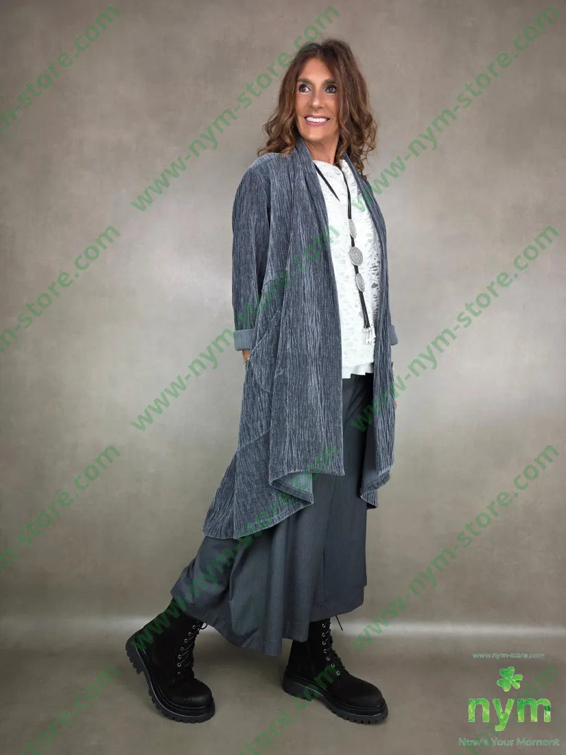 cappotto ciniglia goffrato 98pl2ea U / GRIGIO / AI25 CAPOSPALLA