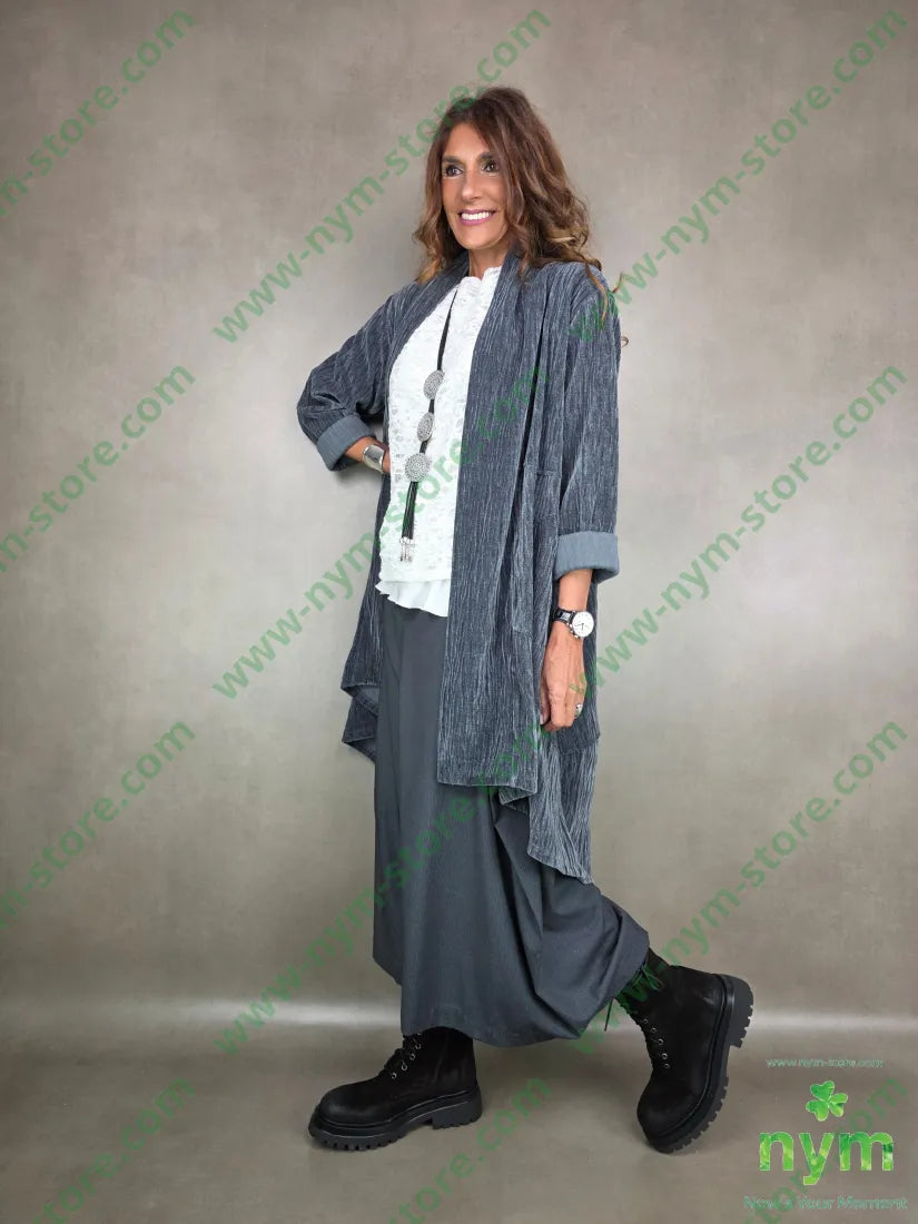 cappotto ciniglia goffrato 98pl2ea U / GRIGIO / AI25 CAPOSPALLA