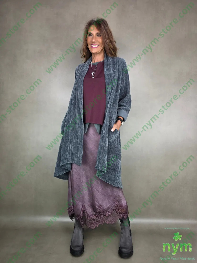 cappotto ciniglia goffrato 98pl2ea U / GRIGIO / AI25 CAPOSPALLA