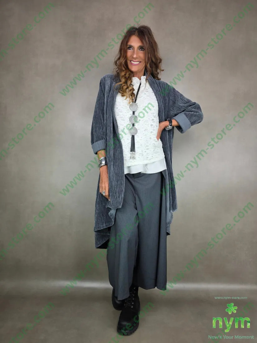 cappotto ciniglia goffrato 98pl2ea U / GRIGIO / AI25 CAPOSPALLA