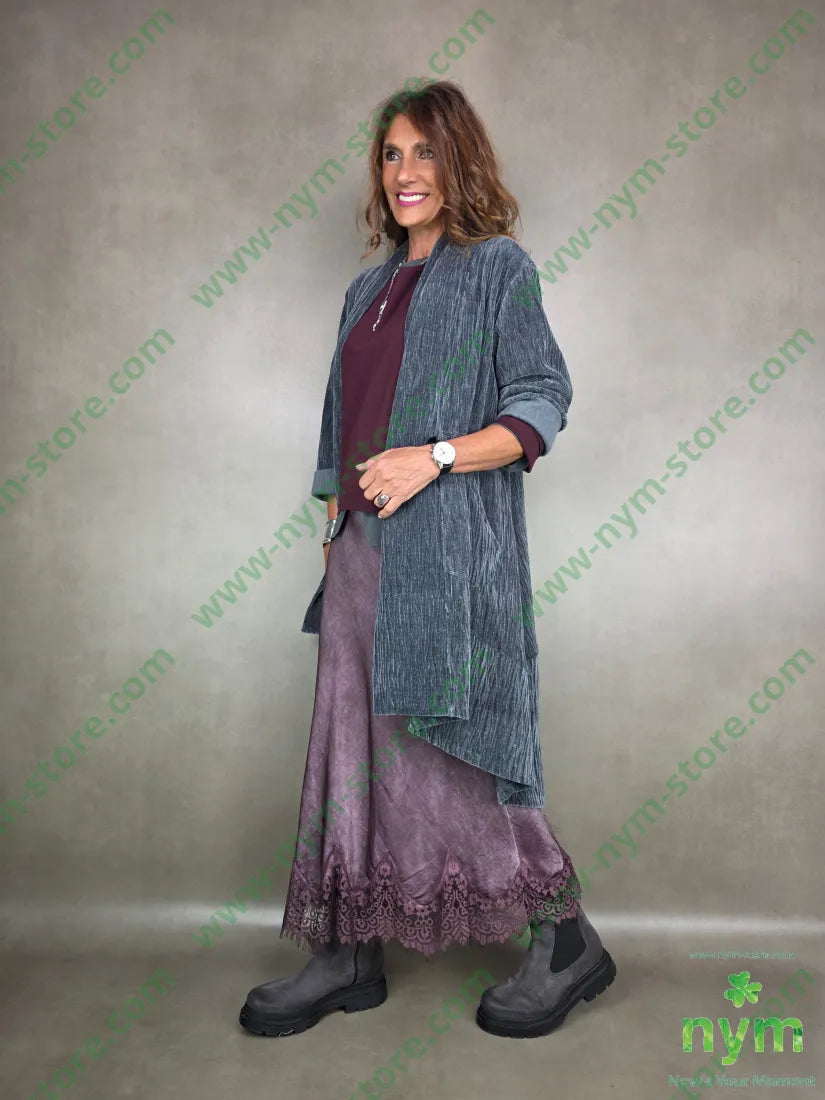 cappotto ciniglia goffrato 98pl2ea U / GRIGIO / AI25 CAPOSPALLA