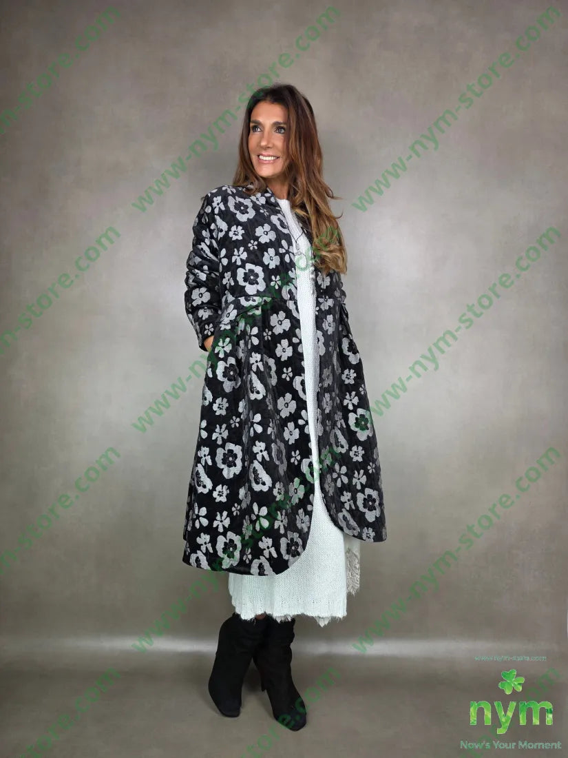 cappotto ciniglia jacquard 100pl U / NERO / AI25 CAPOSPALLA