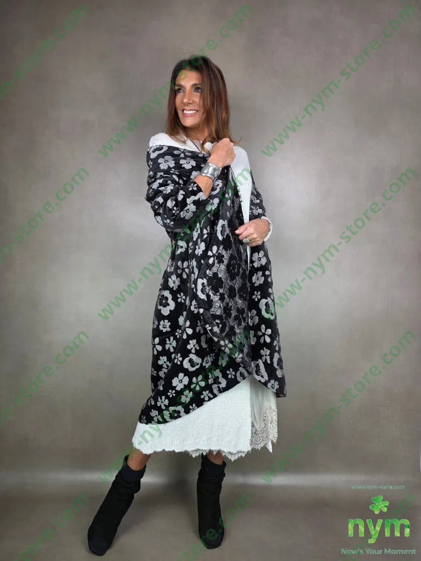 cappotto ciniglia jacquard 100pl U / NERO / AI25 CAPOSPALLA