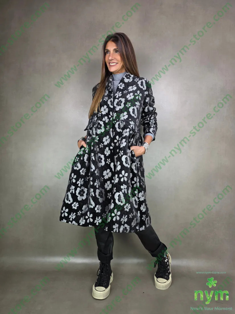 cappotto ciniglia jacquard 100pl U / NERO / AI25 CAPOSPALLA