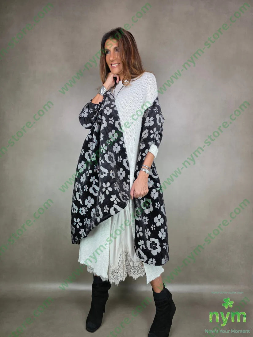 cappotto ciniglia jacquard 100pl U / NERO / AI25 CAPOSPALLA